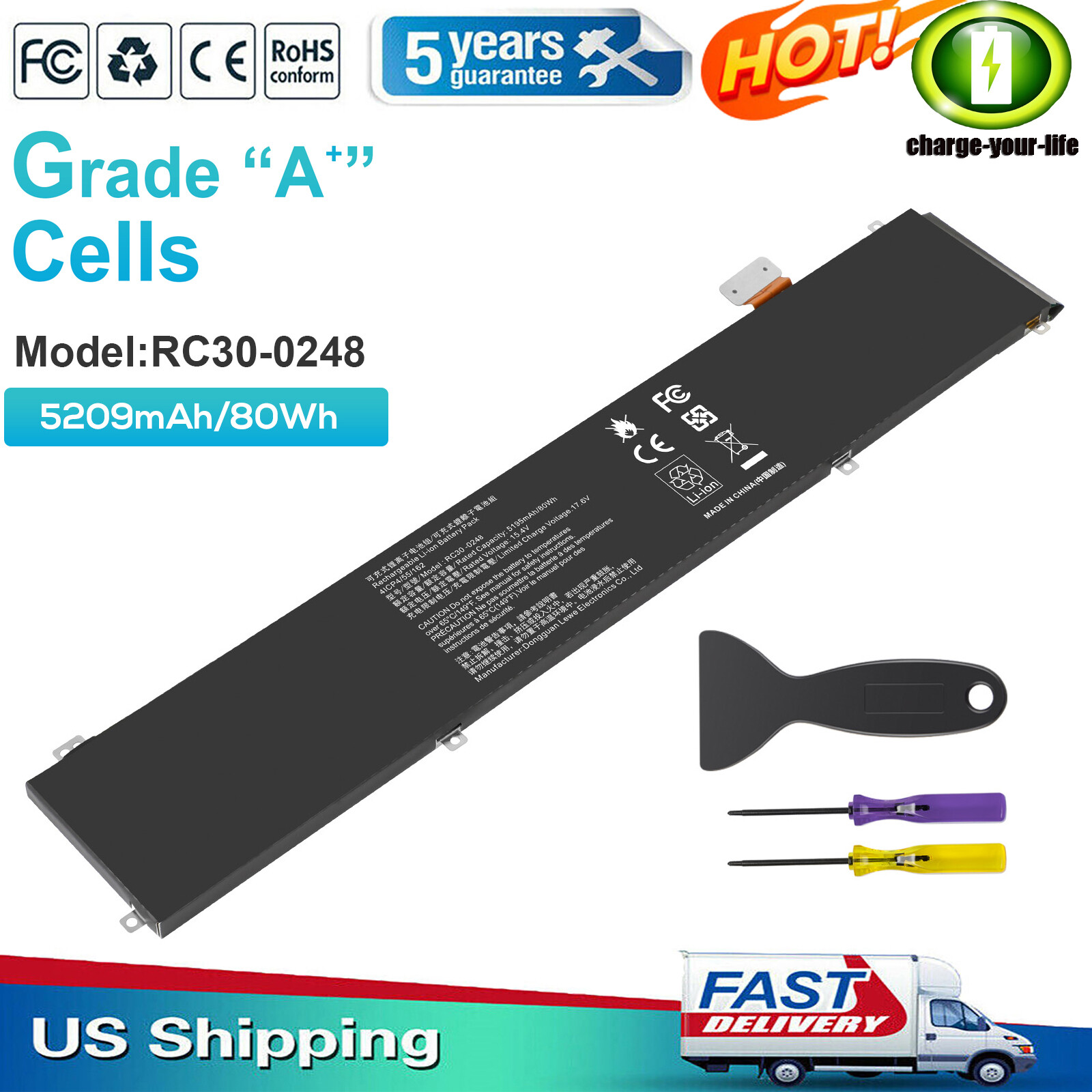 for Razer Blade 15 Advanced 2018 2019 2020 2021 RZ09-02385 OEM RC30-0248 Battery