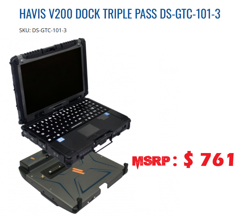 Havis DS-GTC-100 Series DS-GTC-101-3 Docking Station V200 Dock 3-Ant + Power Kit