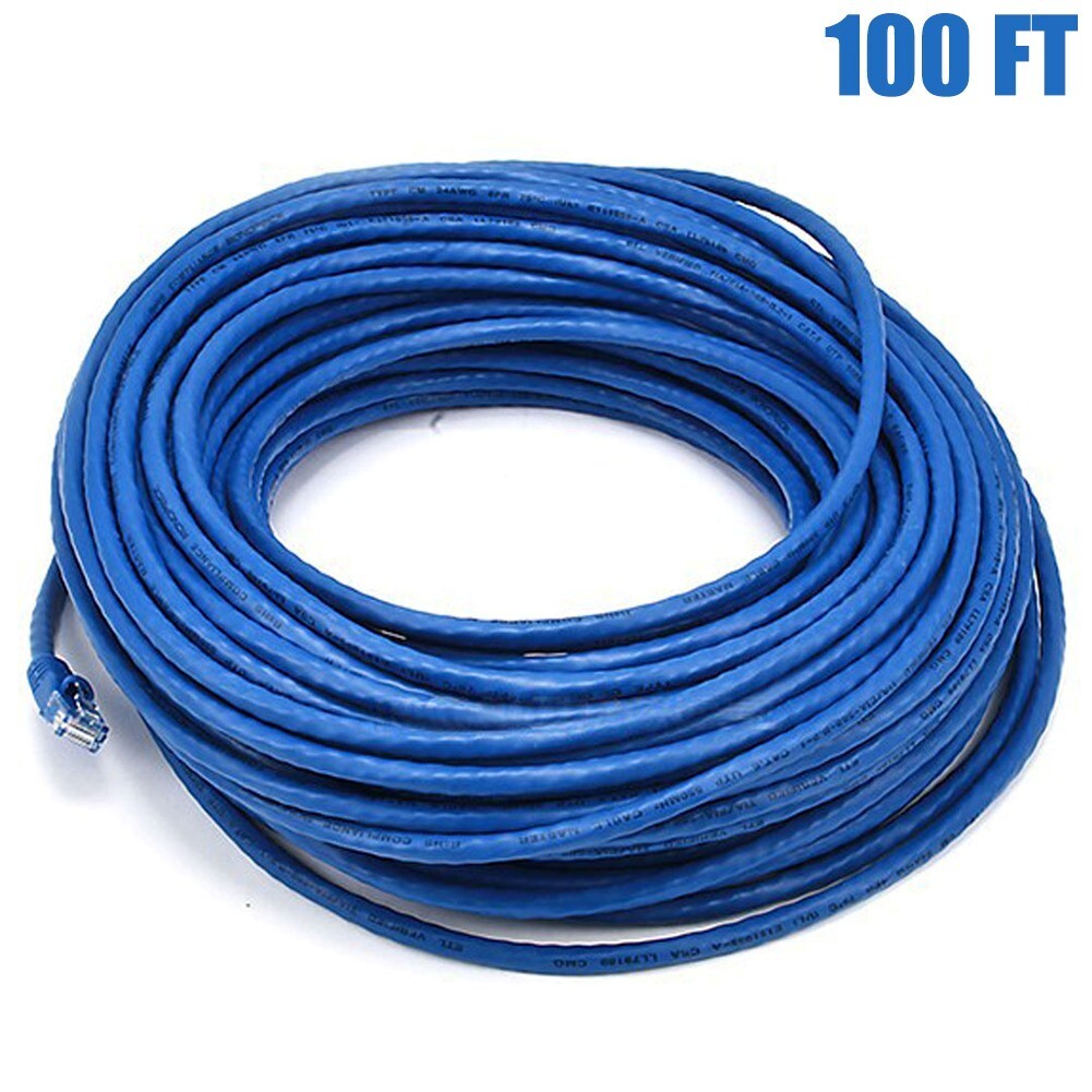 100FT Cat5E RJ45 Network LAN Ethernet UTP Patch Cable Stranded Copper Wire Blue