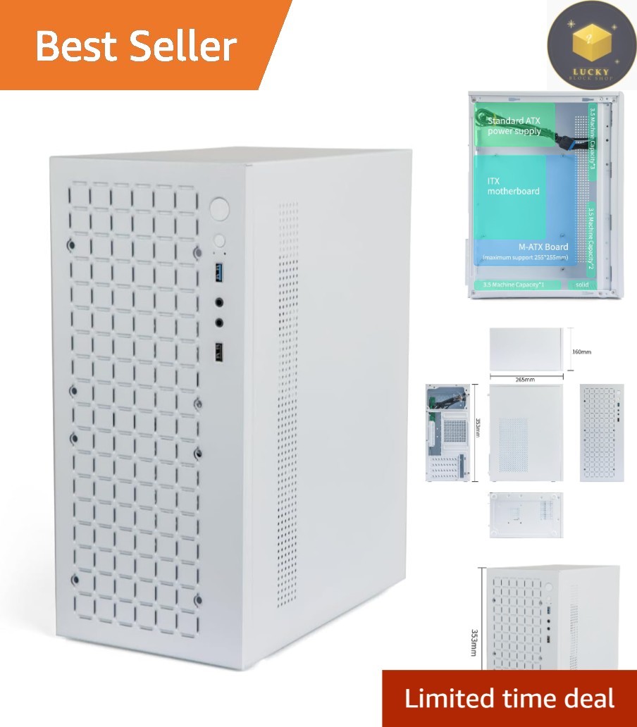 Elegant White Micro ATX Mini-Tower Case - Supports Multiple HDDs & ITX Boards