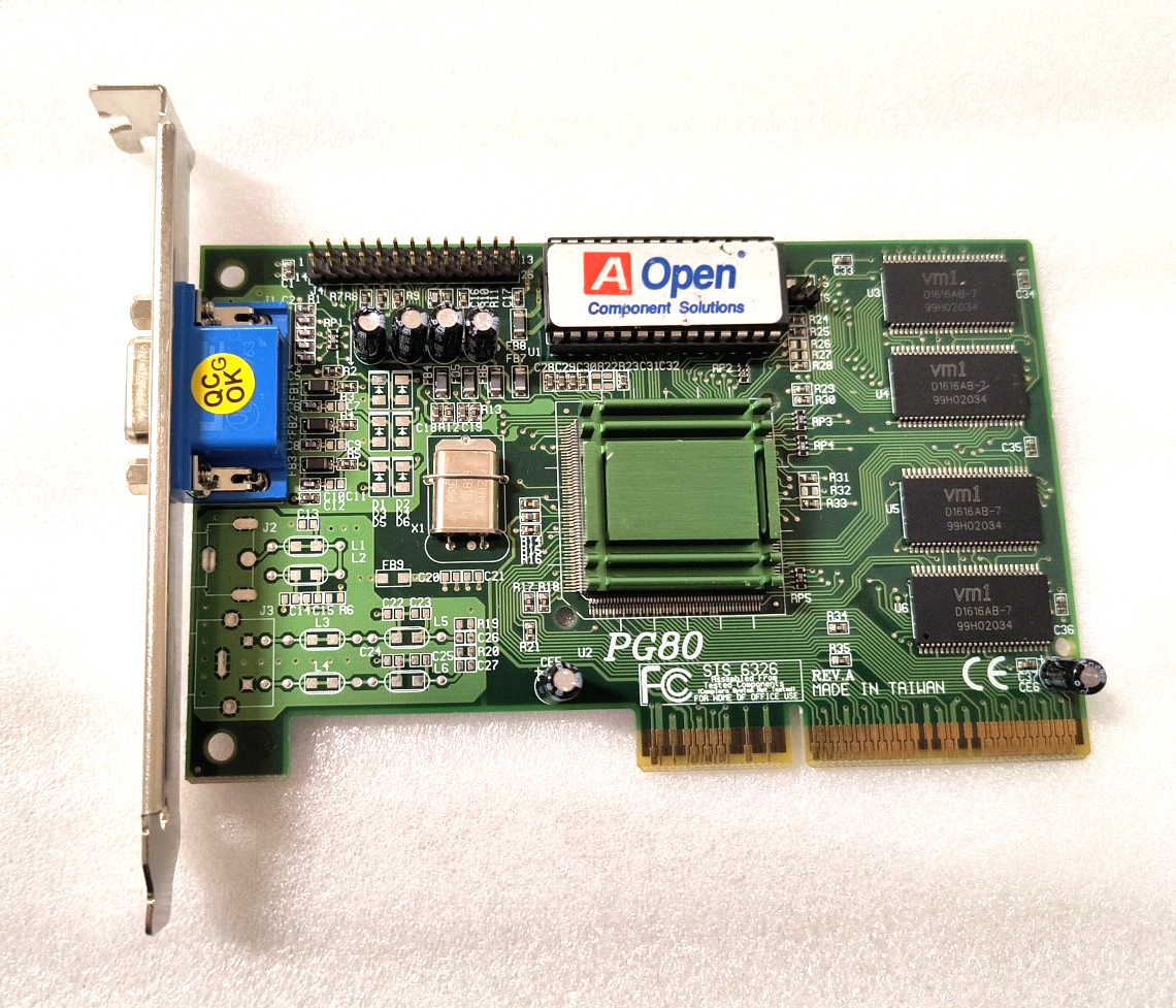 VINTAGE ACER AOPEN PG80 SIS 6326 8MB AGP VGA CARD MXB172