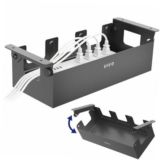 Flip-Open 16 inch Under Desk Cable Management Holder, Under Standing Desk