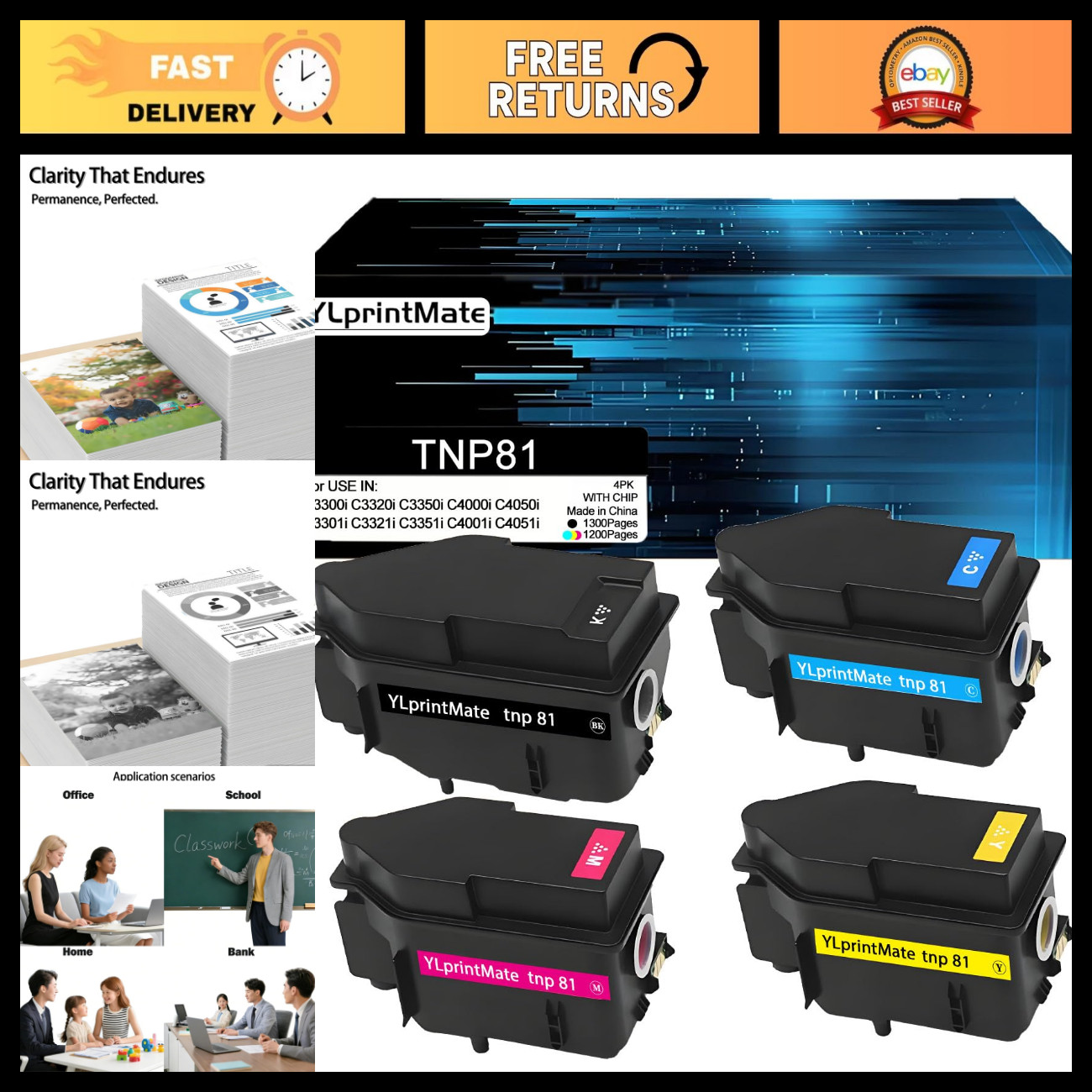 High-Quality Toner Cartridges for Konica Minolta bizhub C3300i C4050i - 4 Pack