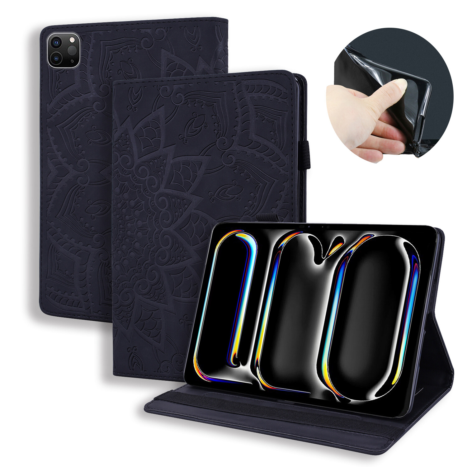 2024 For iPad Pro 11/13/Air 13 11 Retro Folio Flip Wallet Leather Stand Case