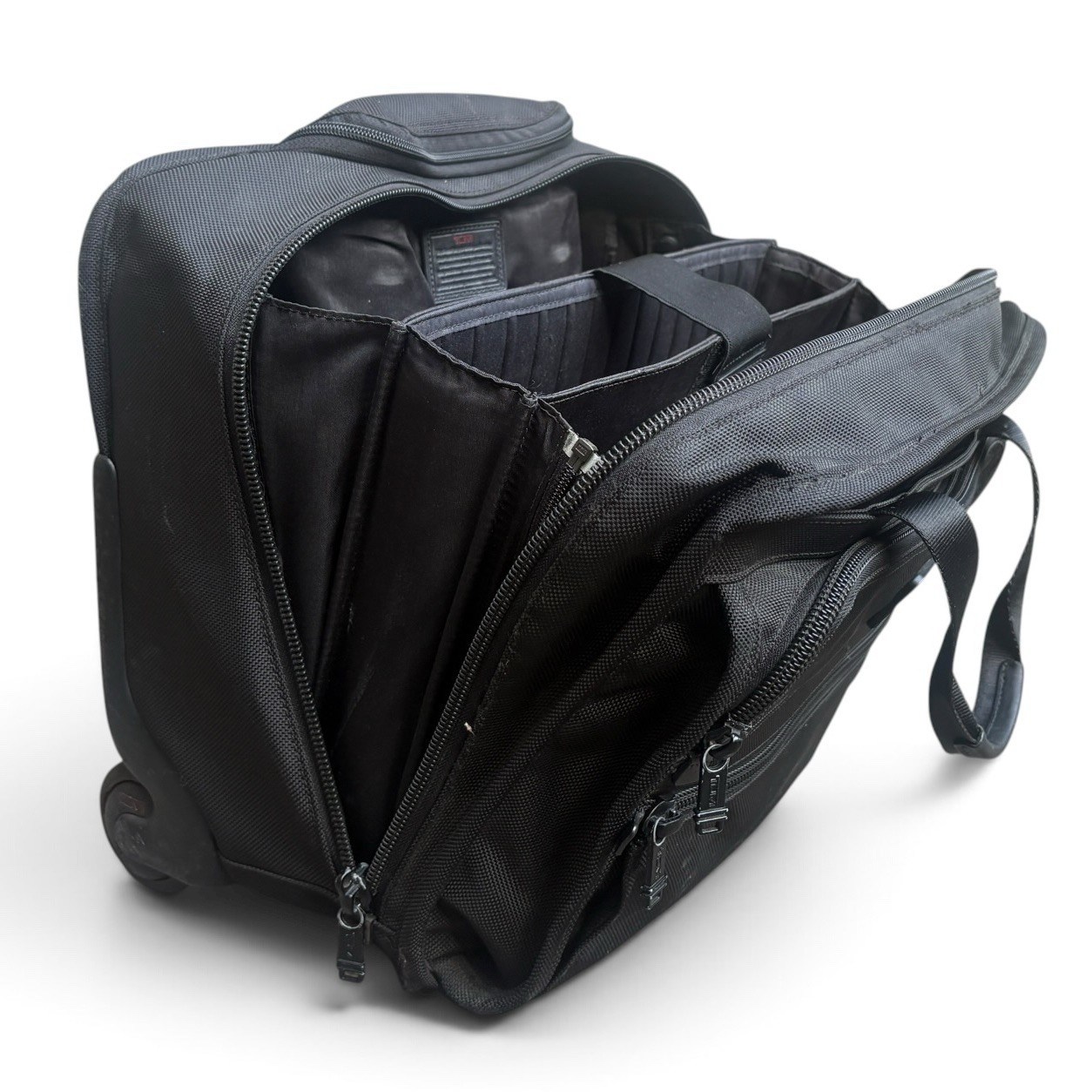 TUMI 26102DH Black Ballistic Nylon Rolling Laptop Briefcase Business Carry On