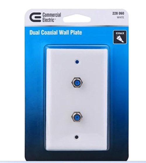 Dual Coaxial Wall Plate - White-CE Tech-White Dual Coaxial Wall Plate