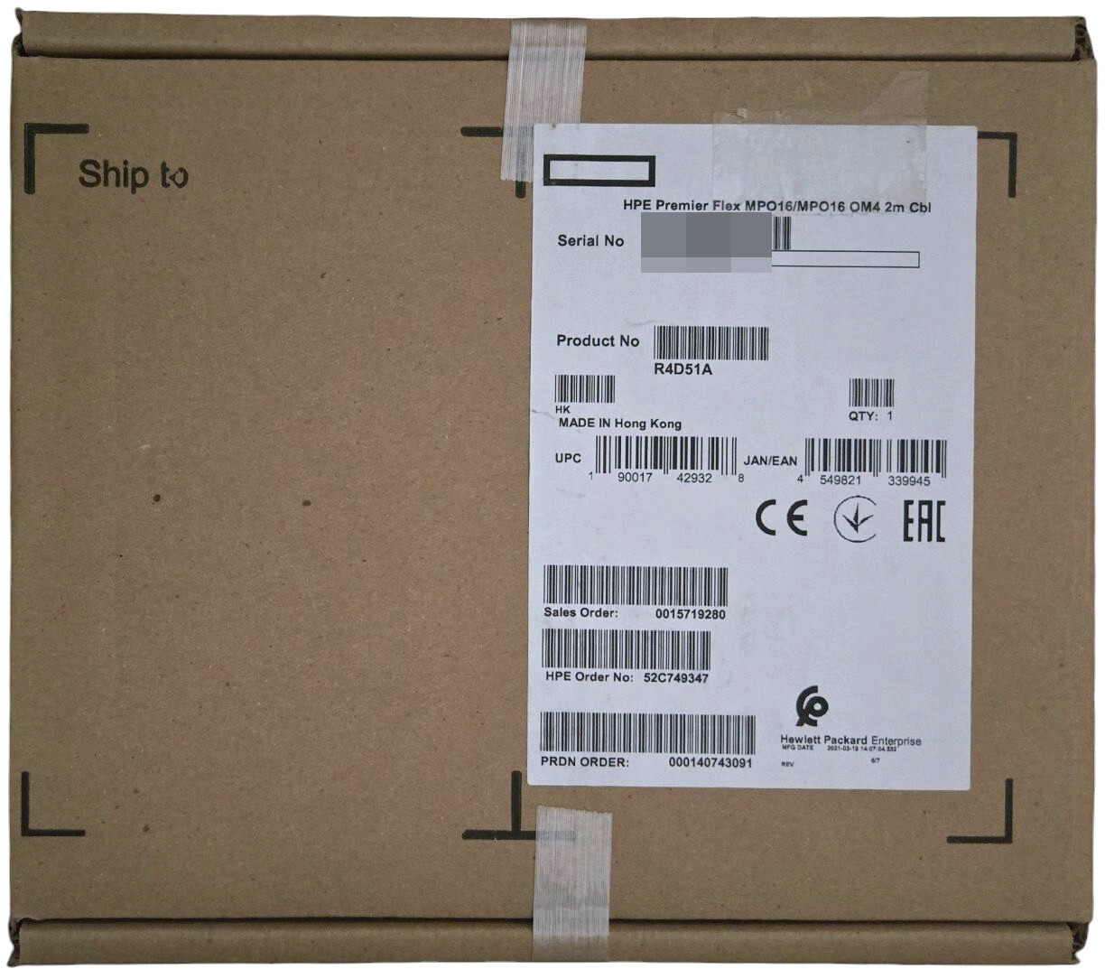 HPE Premier Flex MPO16 / MPO16 OM4 2M 400G Cable R4D51A P24196-001