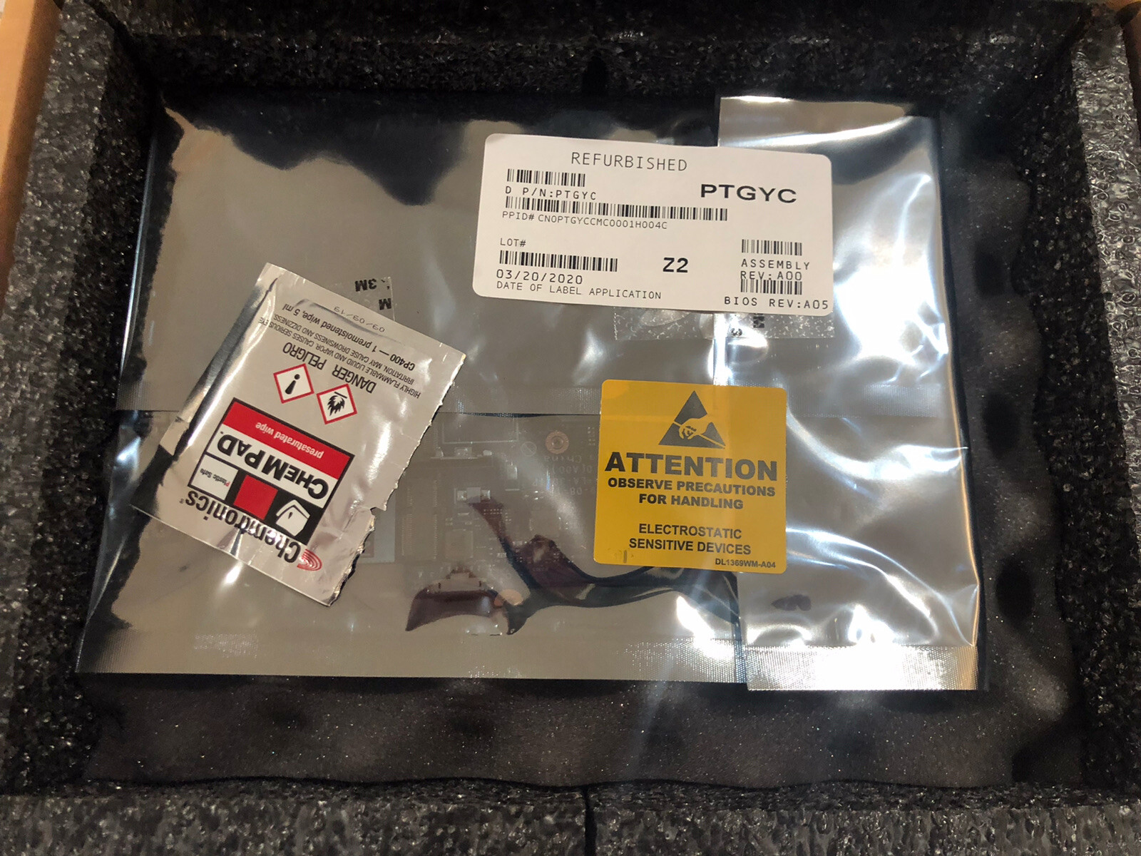 PTGYC Dell Inspiron 5593 Motherboard w/ i7-1065G7 CPU