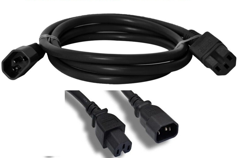 C14 to C15 Plug 4ft PDU Power Extension Cord NEMA 16AWG Black 250V NEW