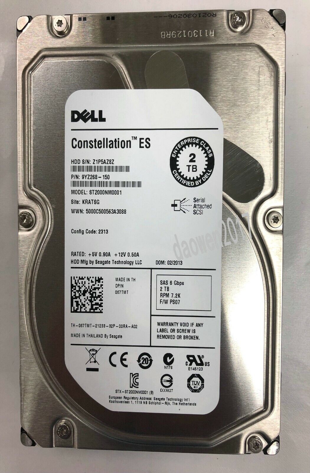 Dell ST2000NM0001 2TB 7.2K 6G SAS 3.5