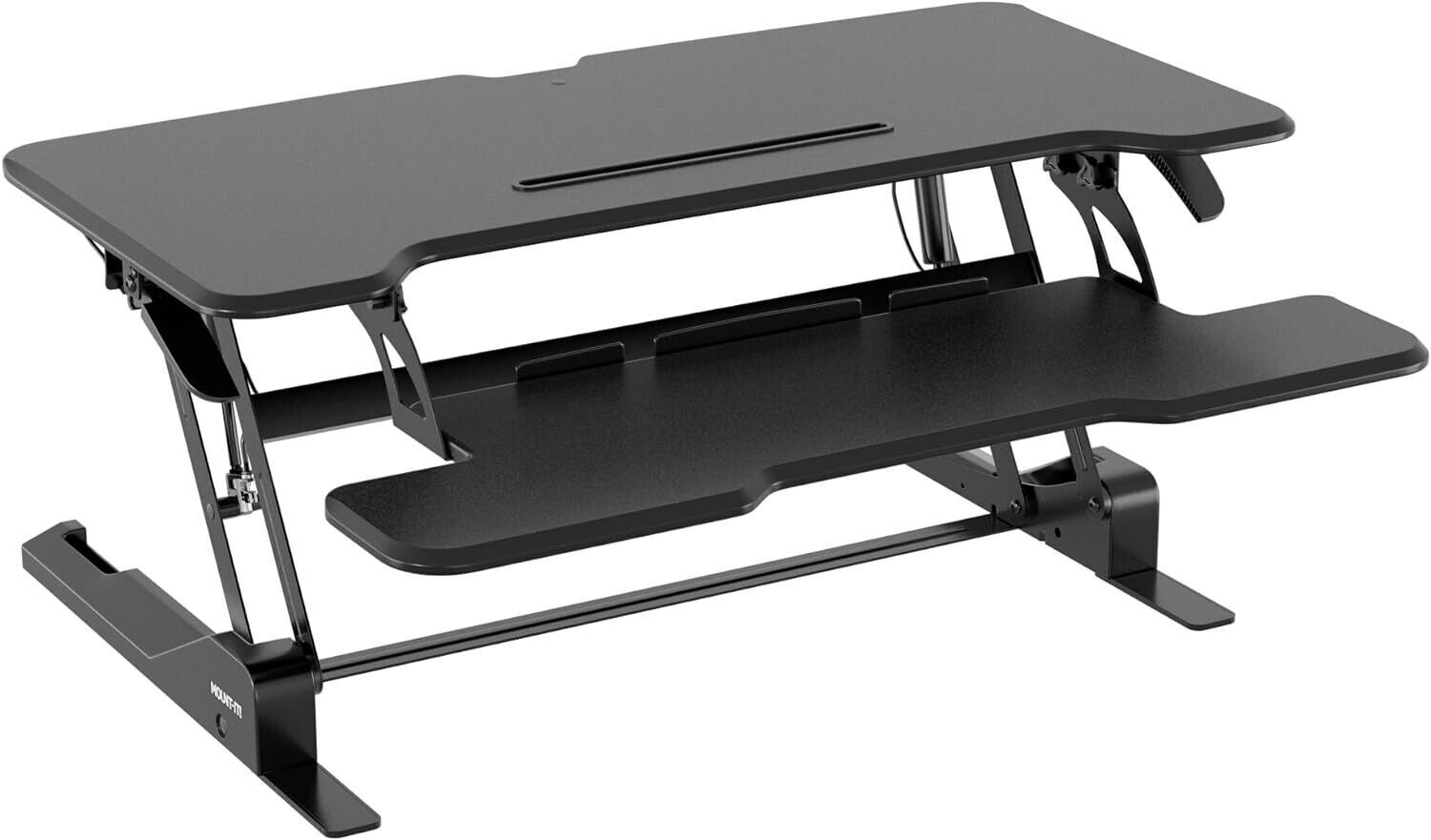 Mount-It Height Adjustable Desk Converter, 38” Wide, Desk Riser for 2 Monitors,
