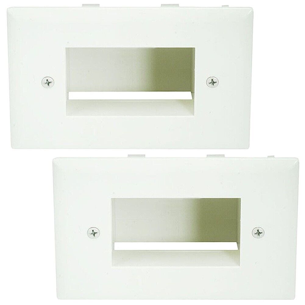 2 Pcs Recessed Wall Plate For Low Voltage AV Cables Pass Through EZ Mount Almond