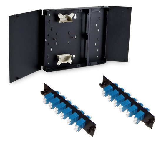 Fiber Optic 24 Port SMF FDP LC/UPC Wall Mount Patch Panel, Comes w/Adapter Strip
