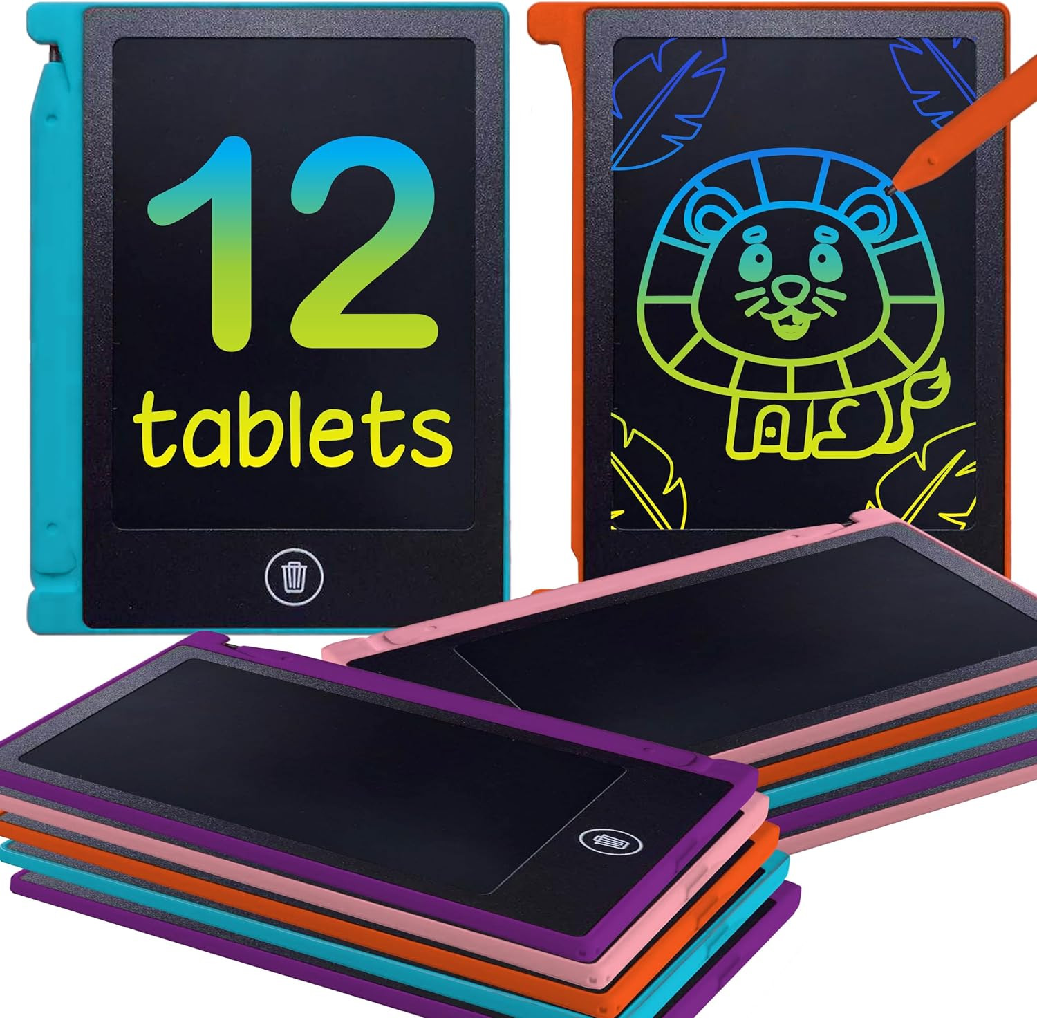 Mini LCD Writing Tablet, 12 Pack – 4.5" Reusable Doodle Boards for Kids