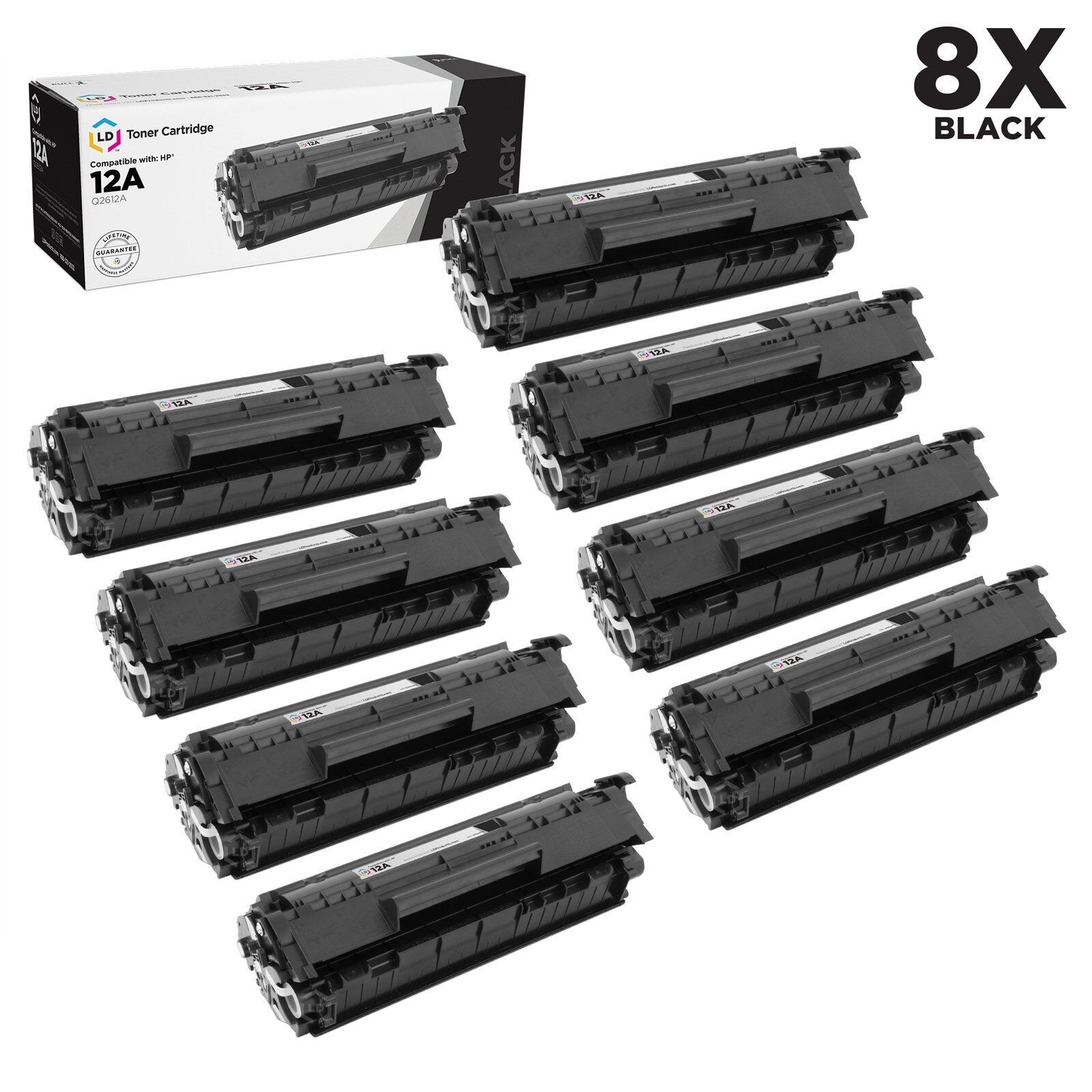 LD 8PK Comp Black Laser Toner Cartridge for HP 12A Q2612A LaserJet 1015 1018
