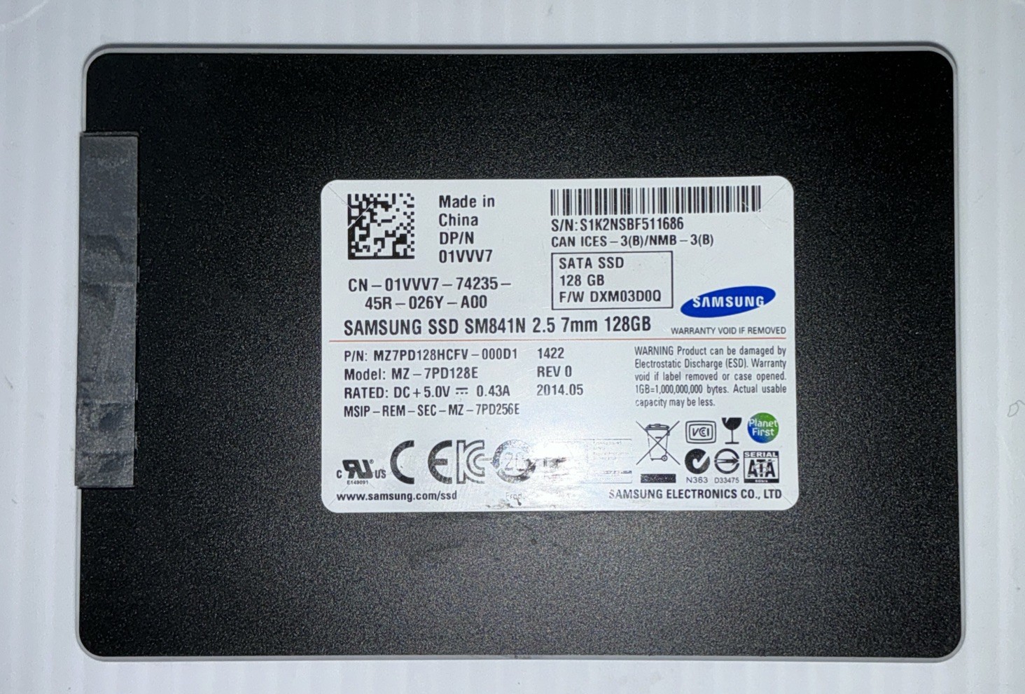 Samsung 128GB | MZ7PD128HCFV |  SSD SM841N 2.5" 7mm SATA III