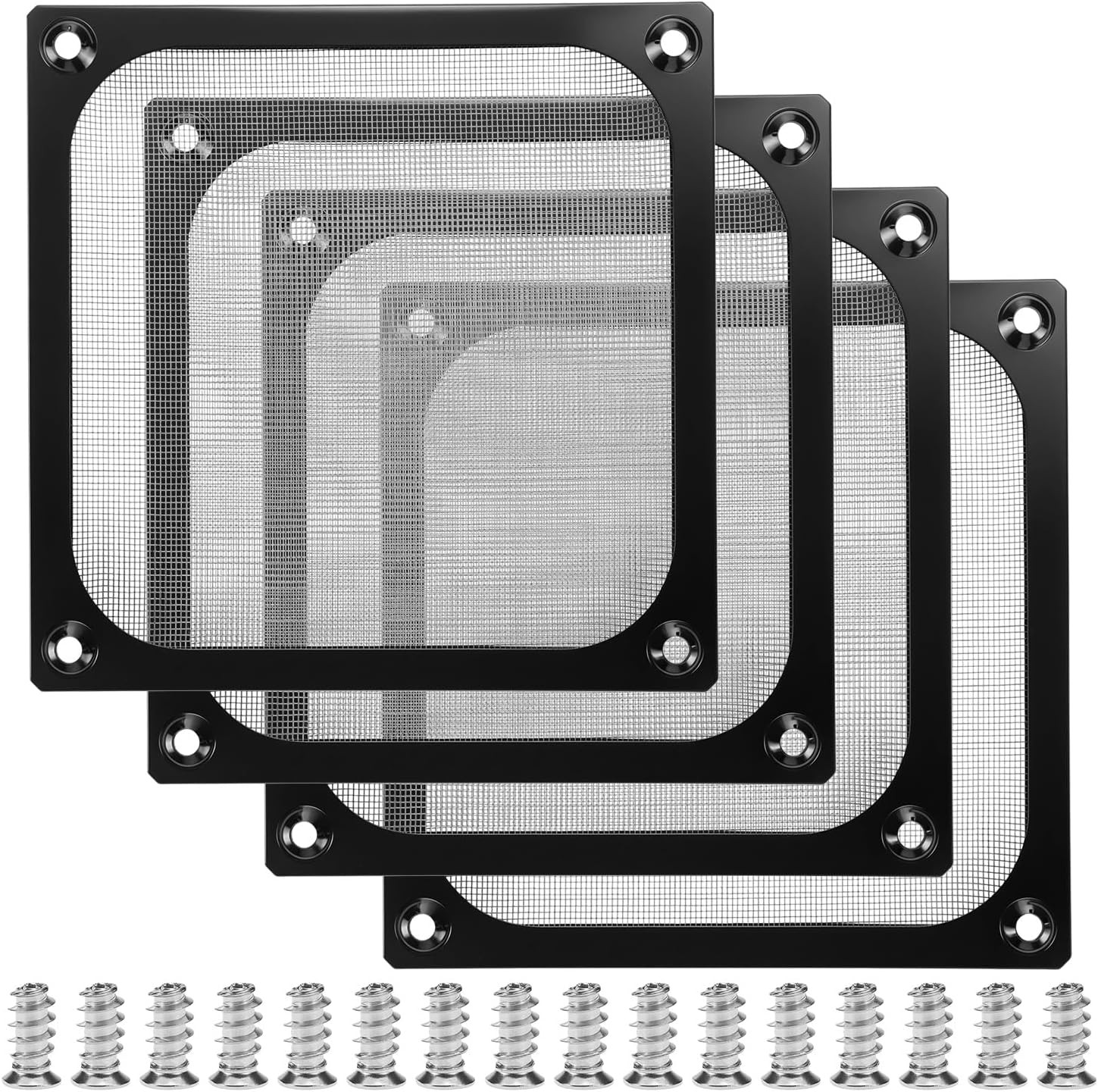 4 Pack 120mm Computer Fan Filter Grills with Screws, Ultra Fine Aluminum Mesh