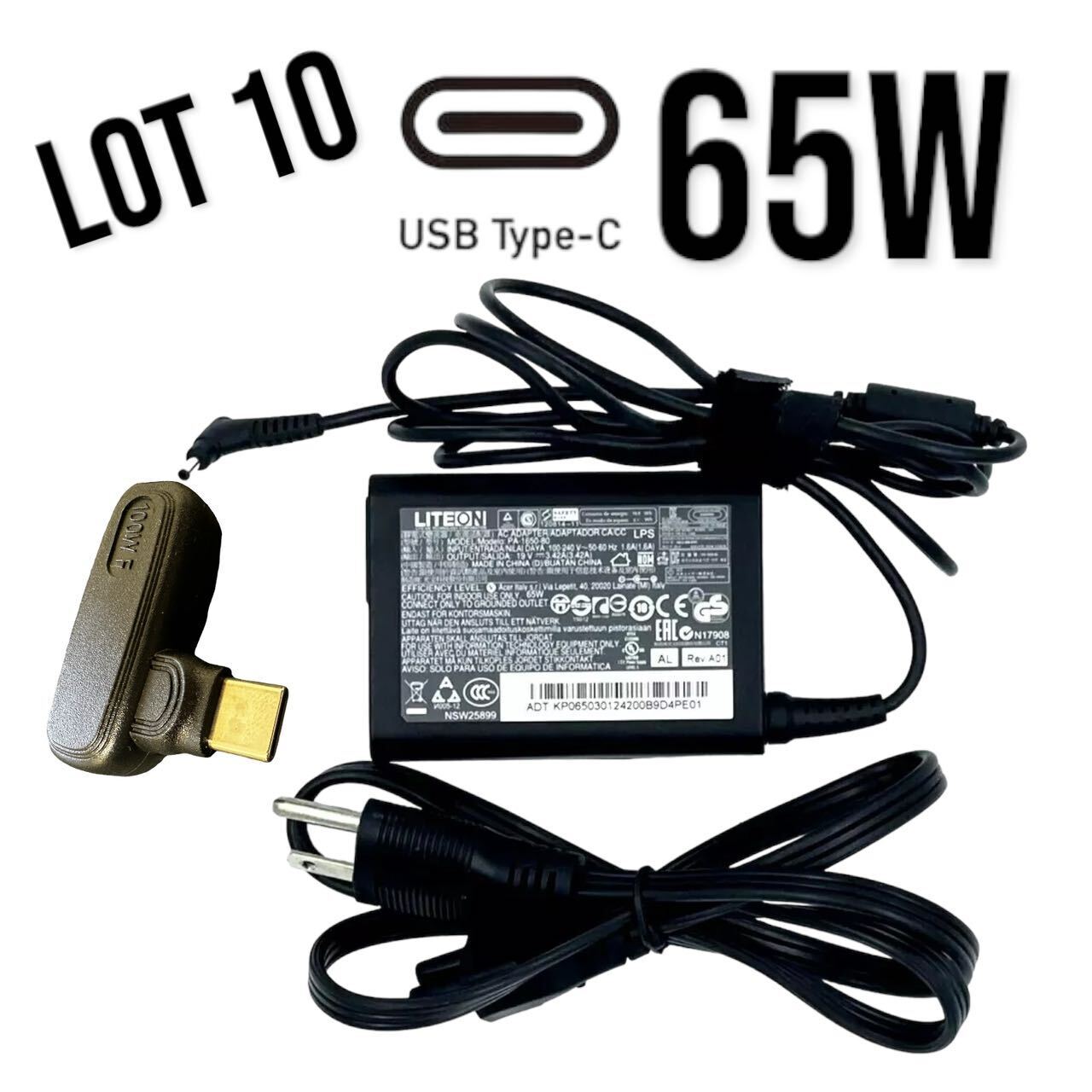 Lot 10 LITEON OEM 65W USB Type C Adapter ASUS Chromebook 11A MacBook Surface Go