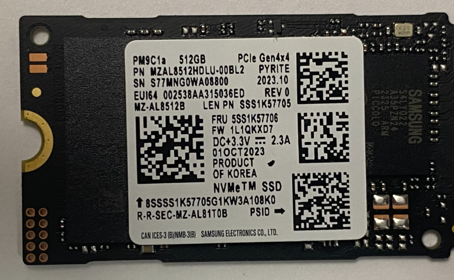 SAMSUNG PM9C1a 512GB SSD M.2 NVMe 2242 PCIe MZAL8512HDLU-00BLL MZ-AL8512B