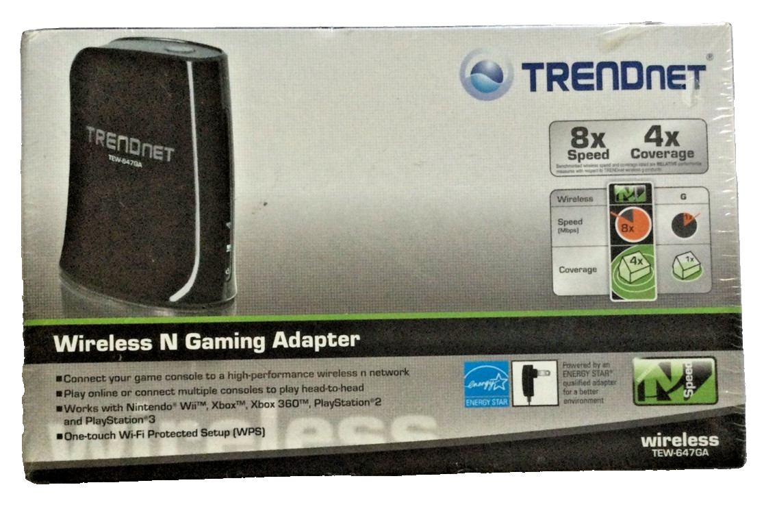 Wireless N Gaming Adapter TRENDnet Model TEW-647GA Brand New Factory Sealed