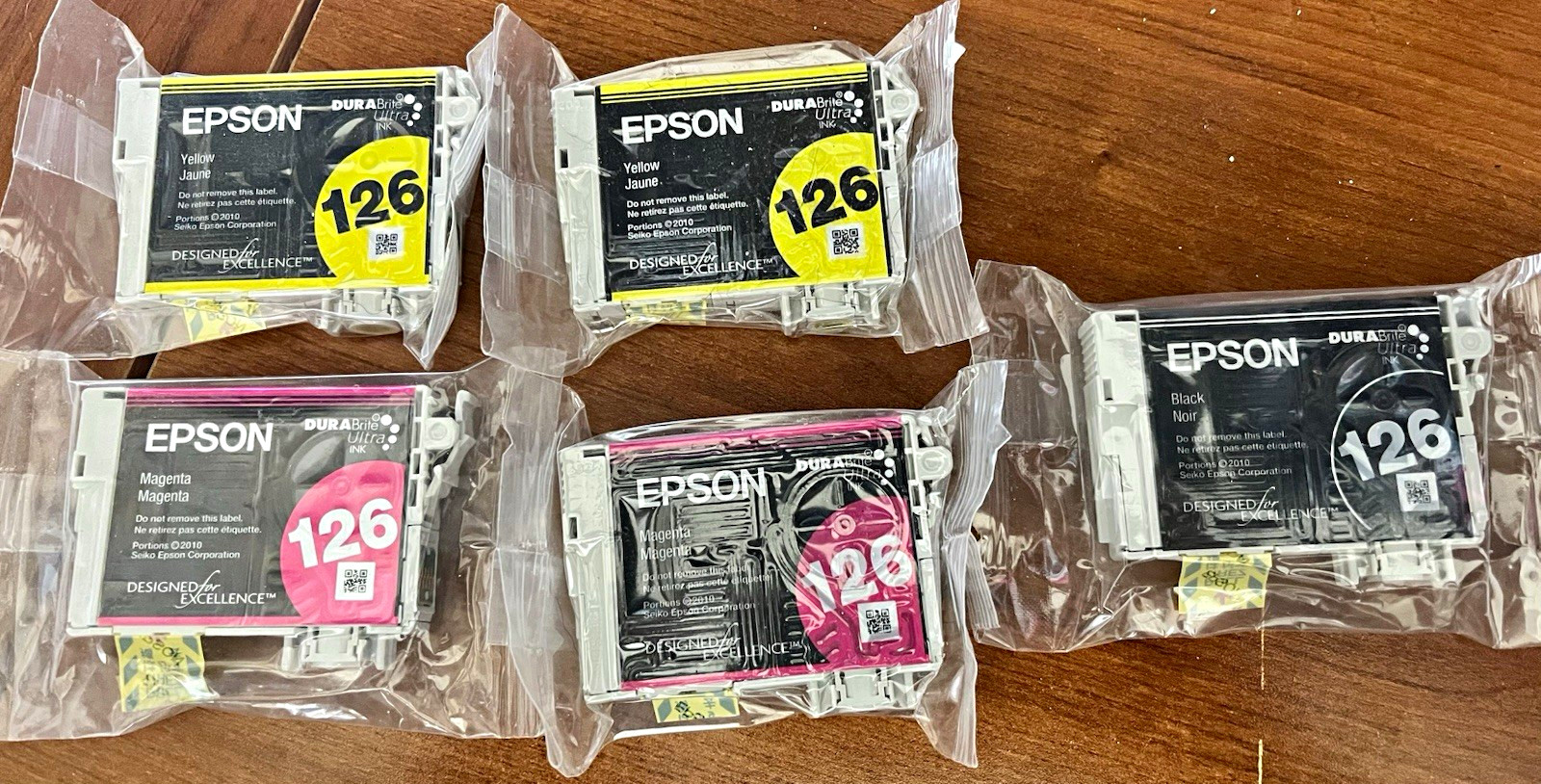 Epson 126 DURABrite Ultra Genuine Inkjet Cartridges Lot Black Yellow Magenta
