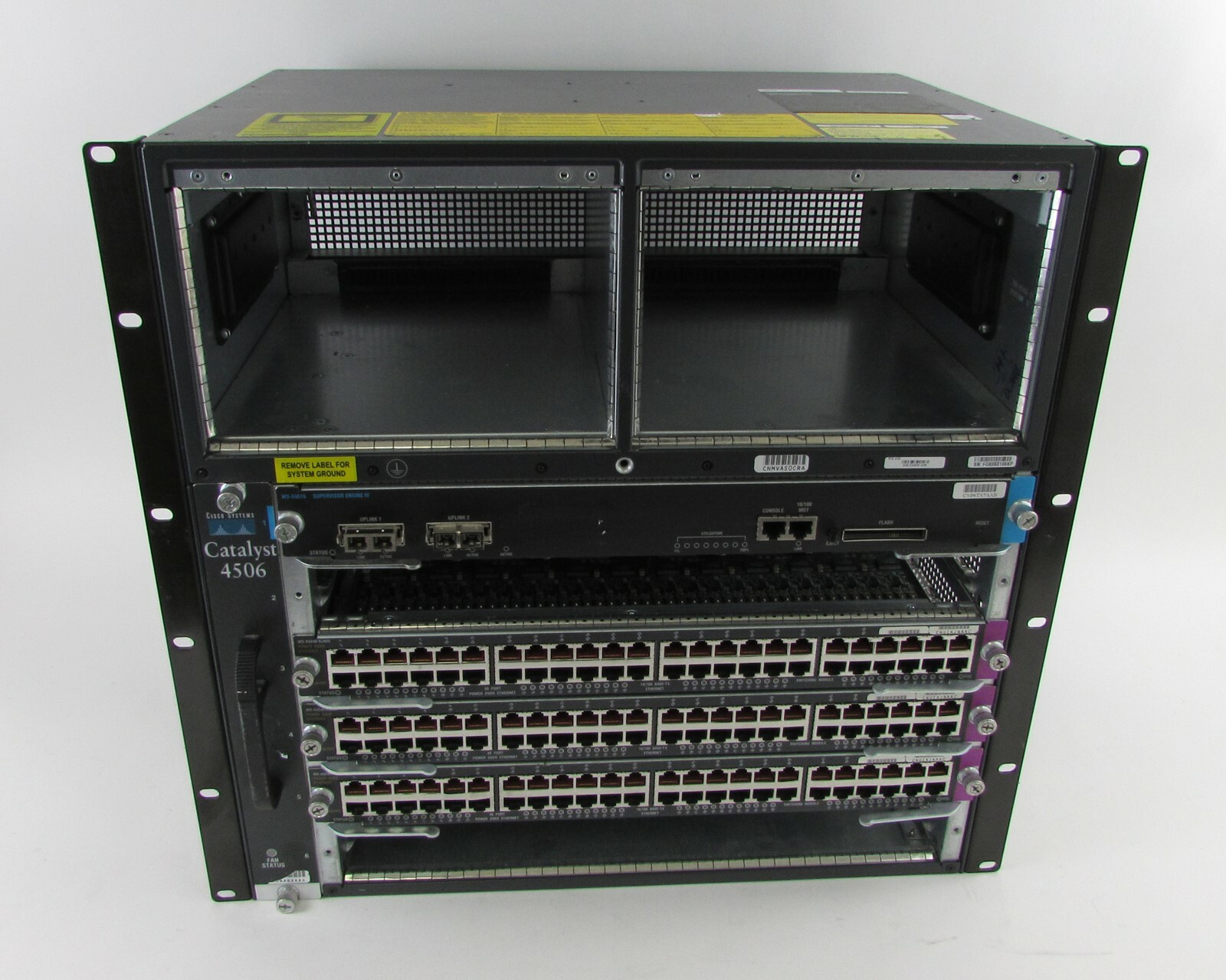 Cisco 4506 6-Slot Network Switch Chassis w/ (3) WS-X4248-RJ45V Switching Modules