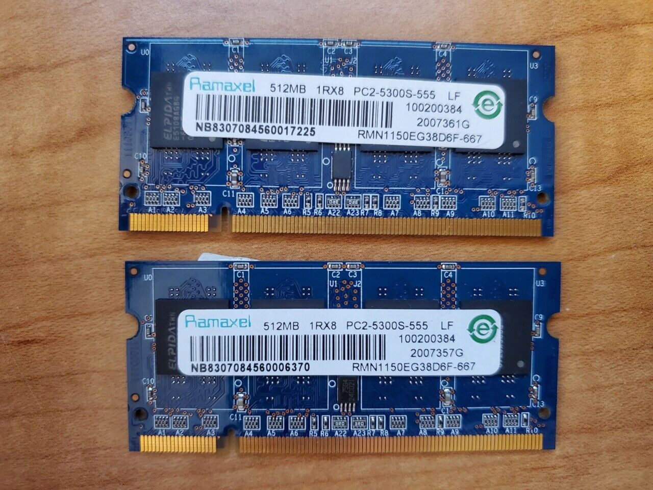 RAMAXEL 1GB (2x512MB) LAPTOP MEMORY PC2-5300S RMN1150EG38D6F-667