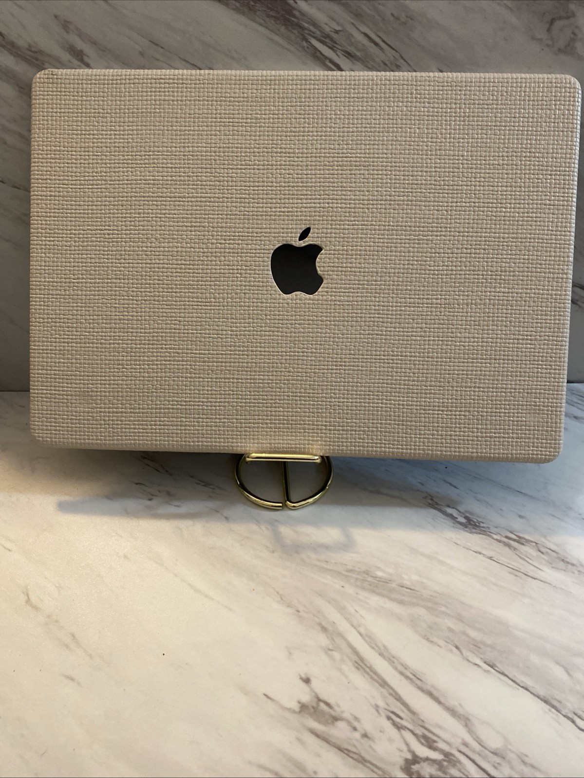 Uniqfind Woven Cream Faux Leather MacBook Pro 14 Inch Top  Shell CaseOnly