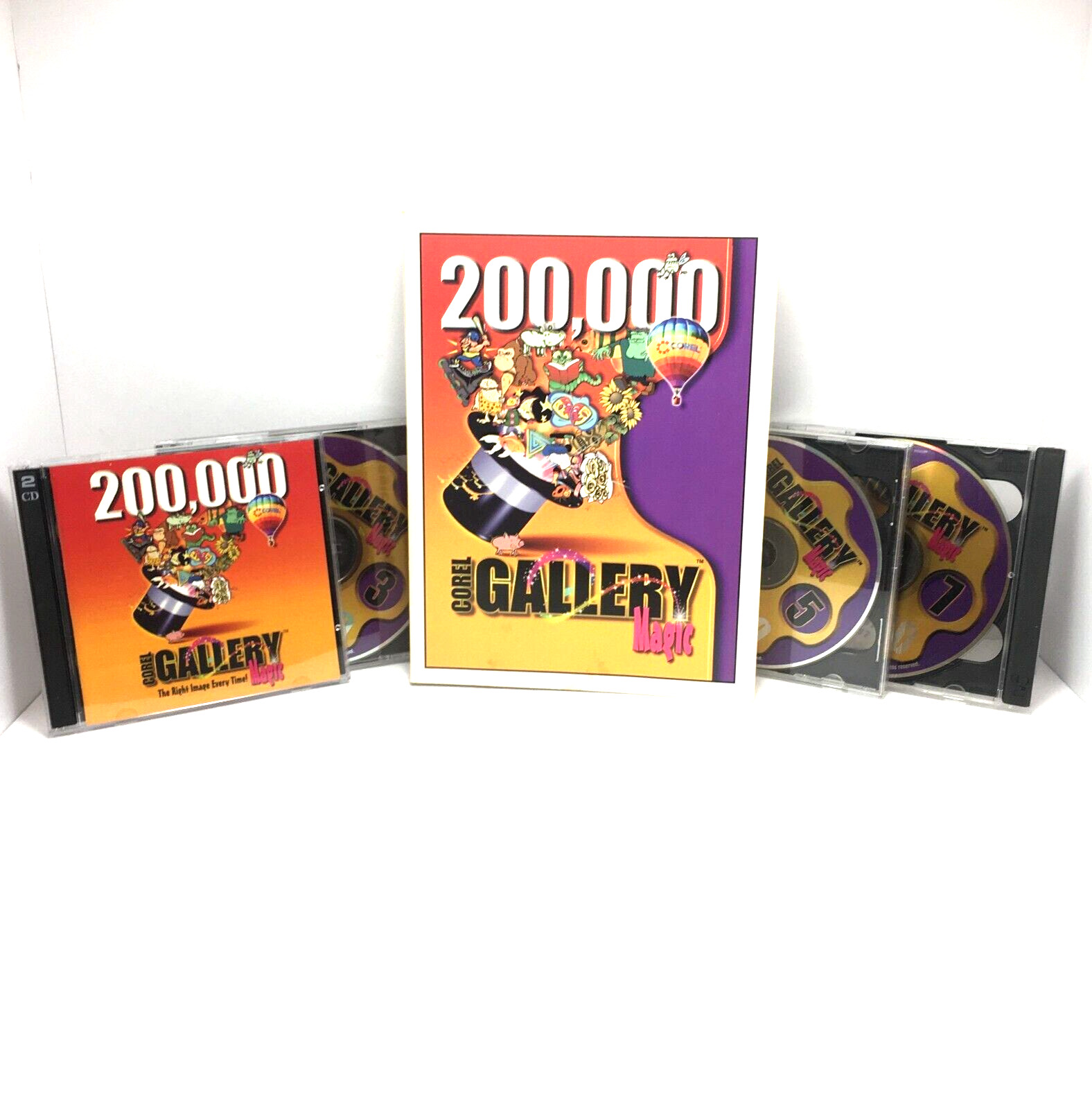 Corel Gallery Magic 200,000 book and 8 CDs clip art pictures fonts vintage 1997