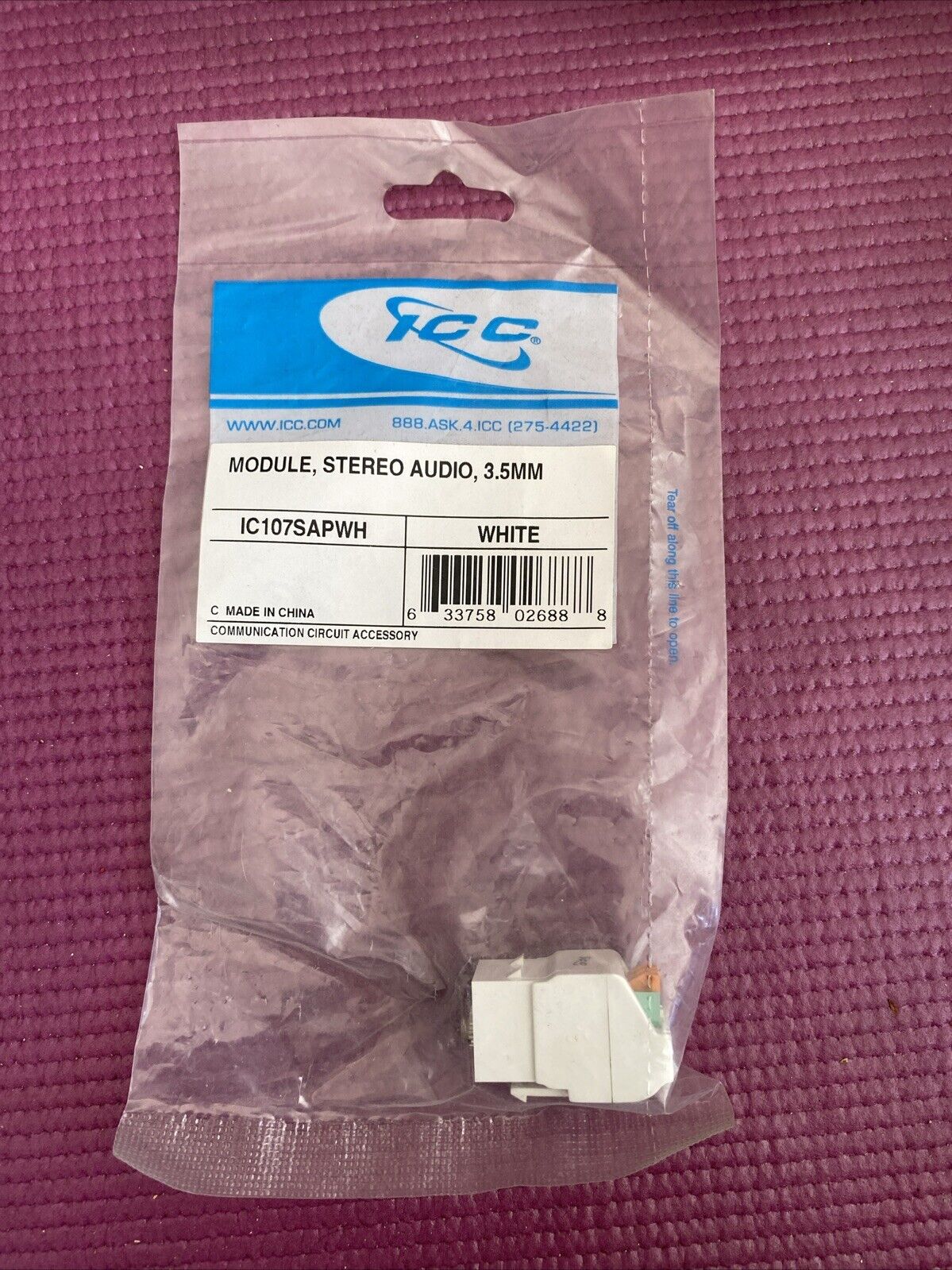 Icc Ic107sapwh Module, Stereo Audio, 3.5 Mm, White 8 Count