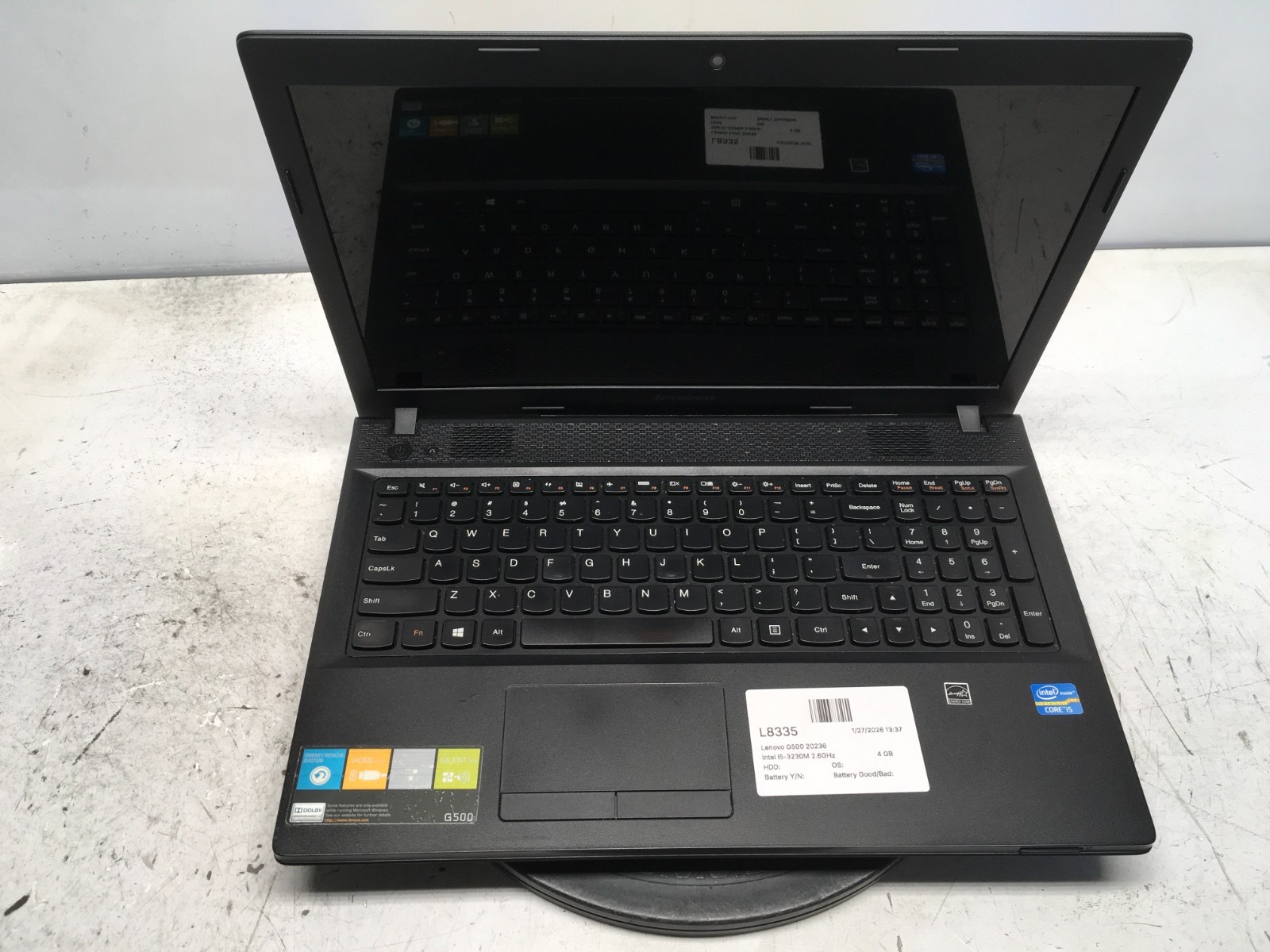 Lenovo G500 20236 Intel i5-3230M 2.6GHz 4 GB NO HDD - Damaged screen