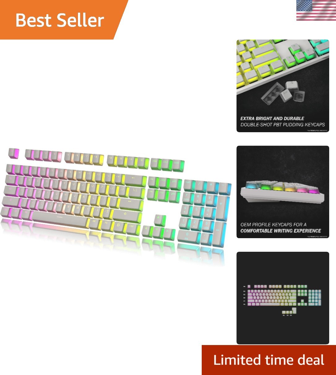 112 Double Shot PBT Shine Through Pudding Keycaps Ansi/ - OEM Profile for MX ...