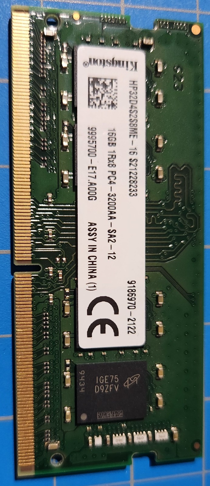 Kingston 16GB DDR4 3200MHz PC4-3200AA-SA2-12 Laptop RAM SODIMM (HP32D4S2S8ME-16)