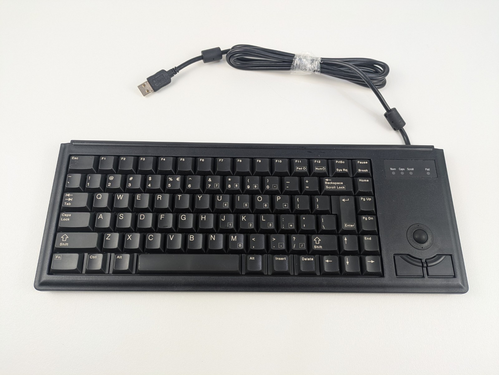 Cherry G84-4400 ML 4400USB Ultraslim Trackball Keyboard USB Black Tested & Works