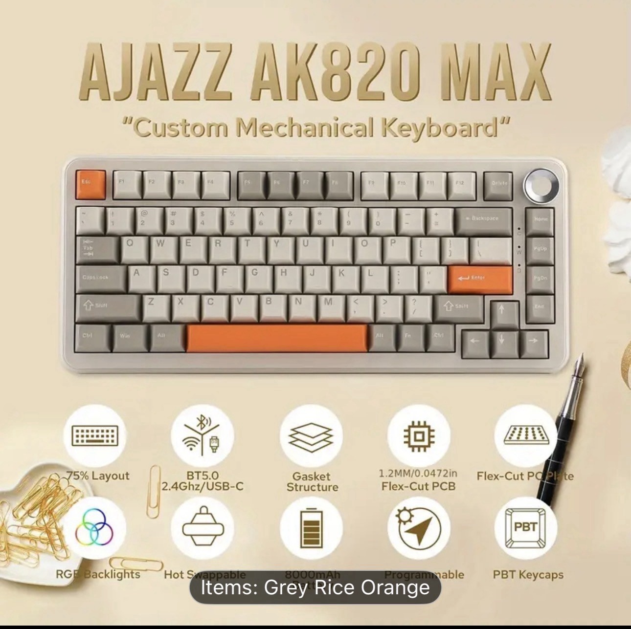 RGB Custom Mechanical Keyboard ( AJAZZ AK820 MAX)