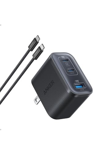 Anker Nano Charger 70W 3 Ports with USB-C USB-C Cable (Black)