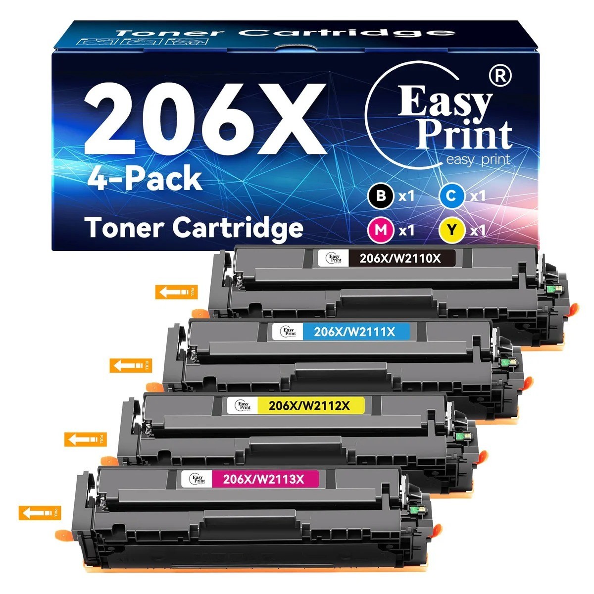 206X Compatible Toner 4 Pack w/ Chip for HP Color LaserJet M255dw M283fdw M282nw