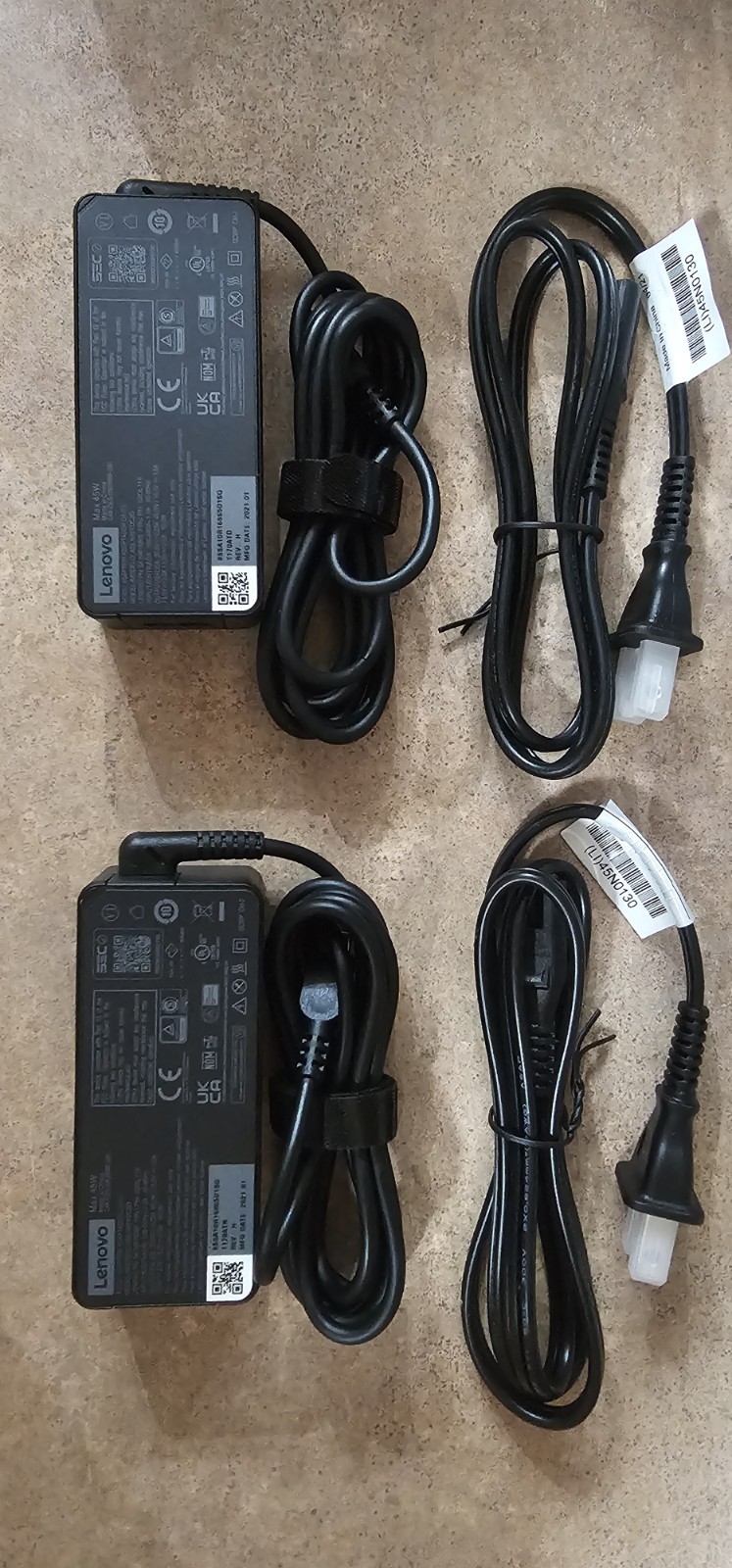 LOT 2 x Lenovo OEM 45-Watt USB-C AC Power Adapter 02DL118 02DL119