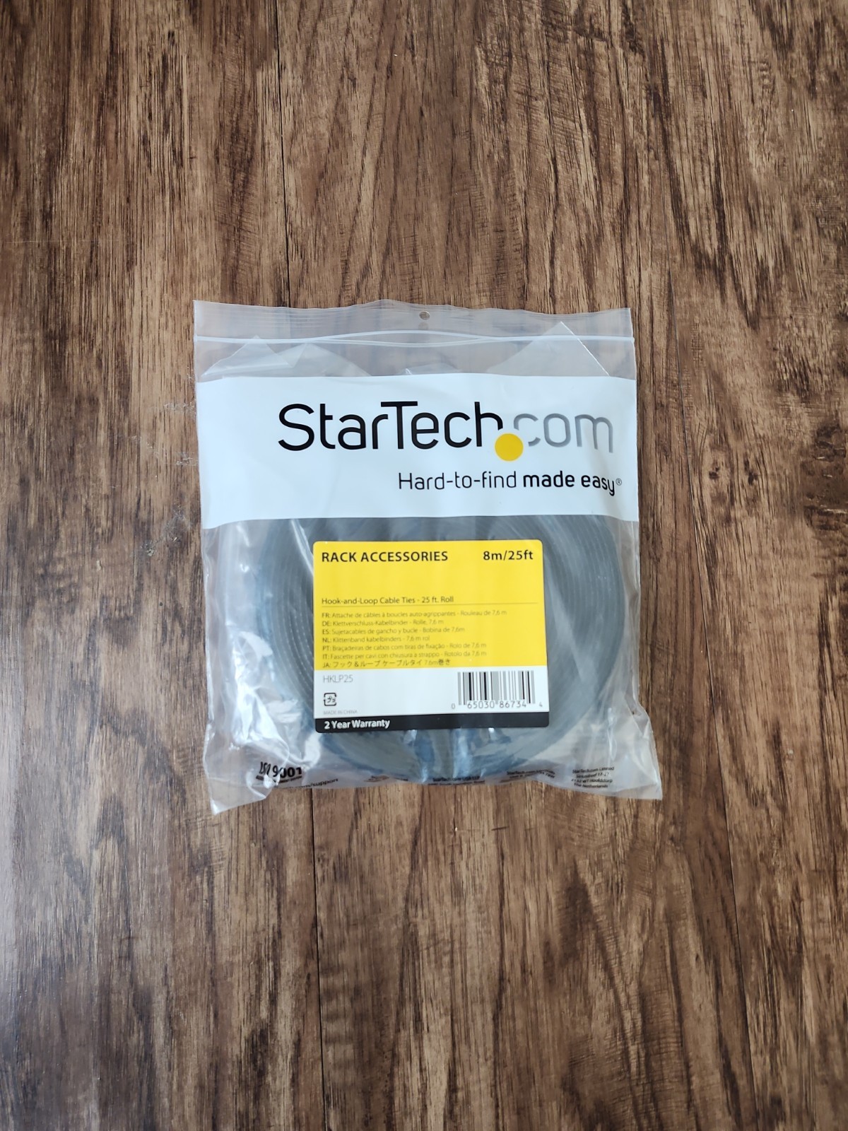 StarTech HKLP25 25 ft Hook-and-Loop Cable Tie Black Cut-to-Size