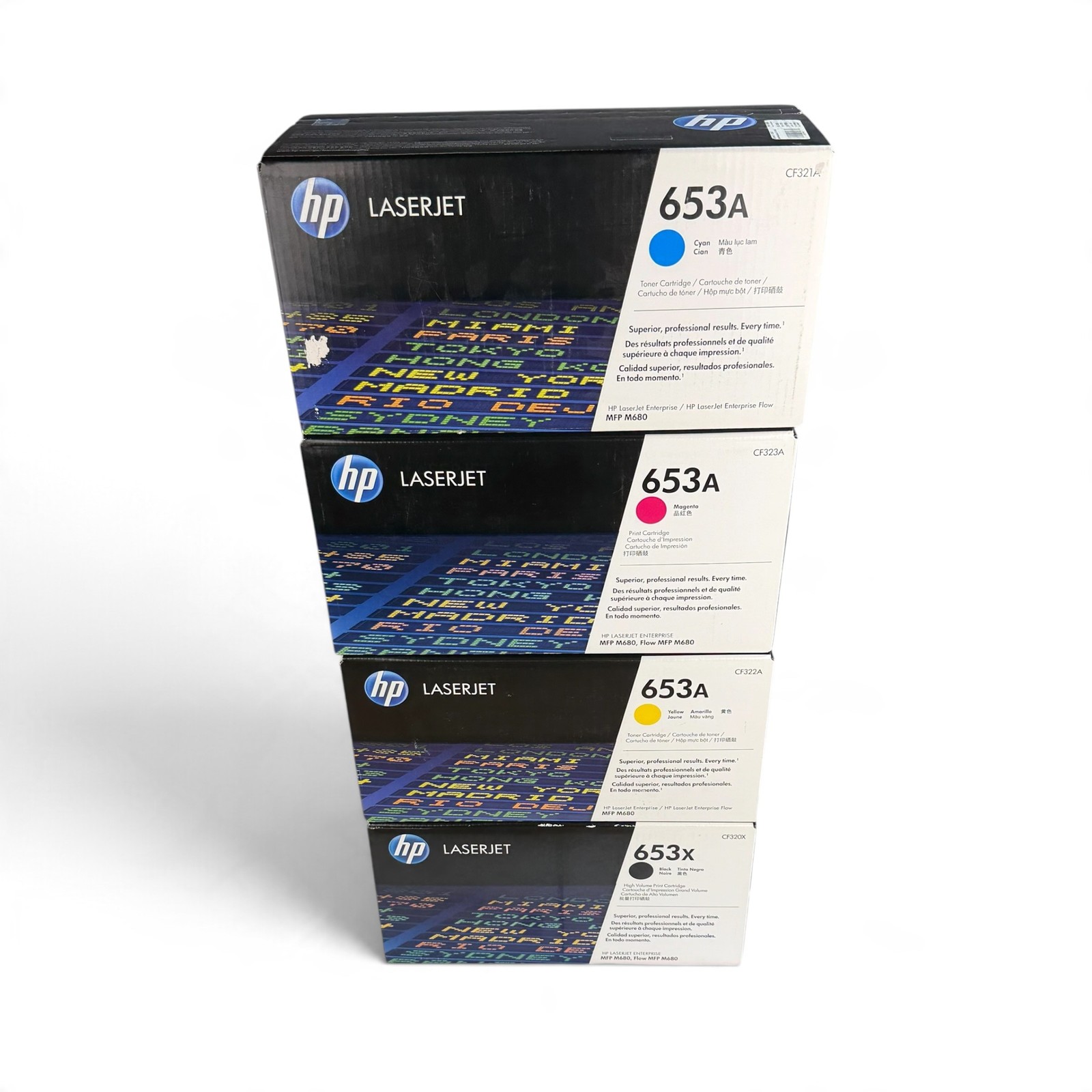 HP 653A 653X Toner Set CF320X CF321A CF322A CF323A LaserJet Enterprise MFP M680