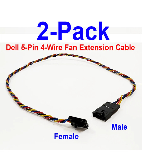 Dell 5-Pin Male to 5-Pin Female Fan Extension Cable 15-Inch (2-Pack)