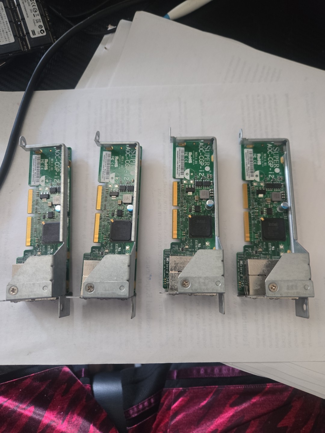 4 Pcs. Supermicro AOC-GP-i2 dual-port Gigabit Ethernet PCIe network card.
