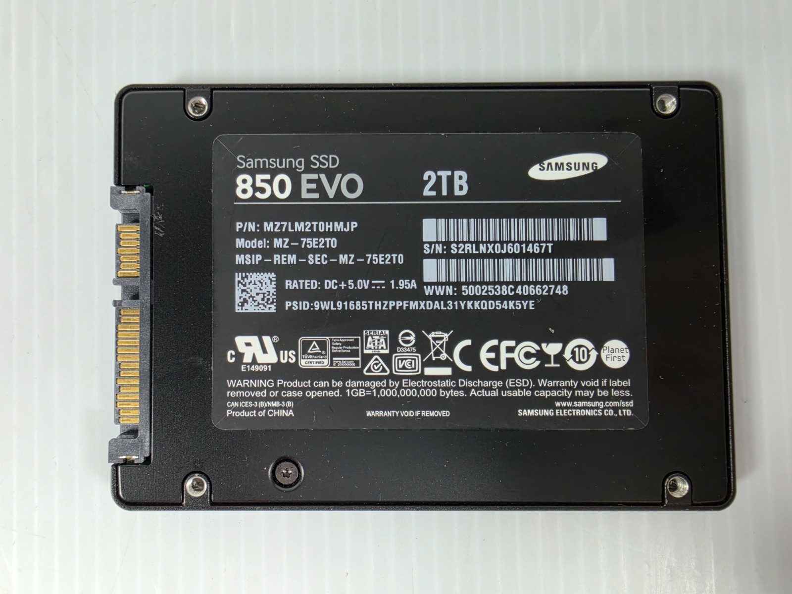 Samsung 850 EVO MZ-75E2T0 2TB SATA SSD 2.5-inch Solid State Drive