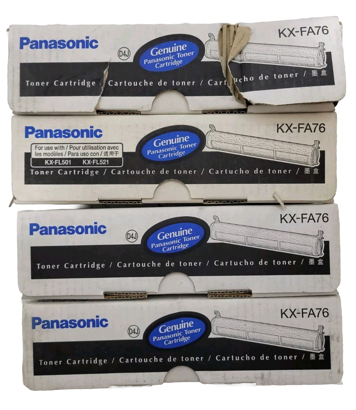 LOT OF 4- Panasonic KX-FA76 Original OEM Toner Cartridge NEW OPENED BOX