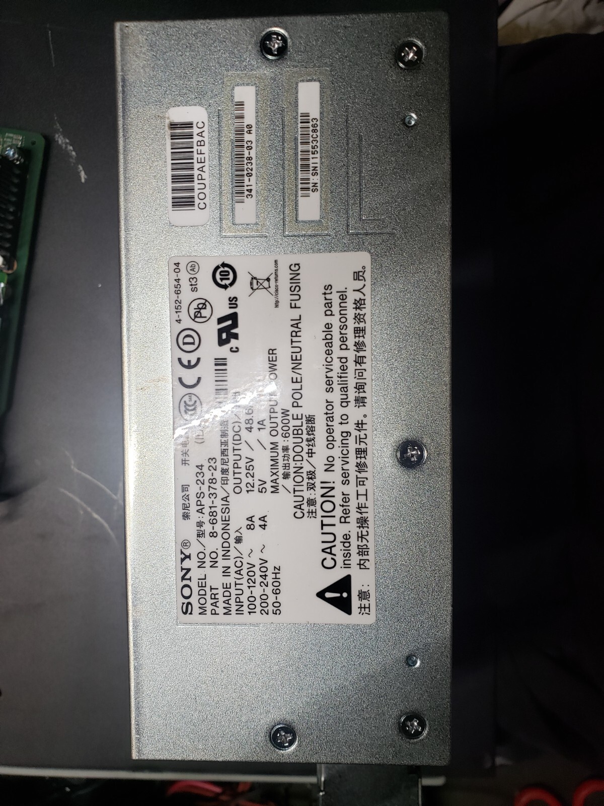 Sony APS-234 Power Supply 8-681-378-23 