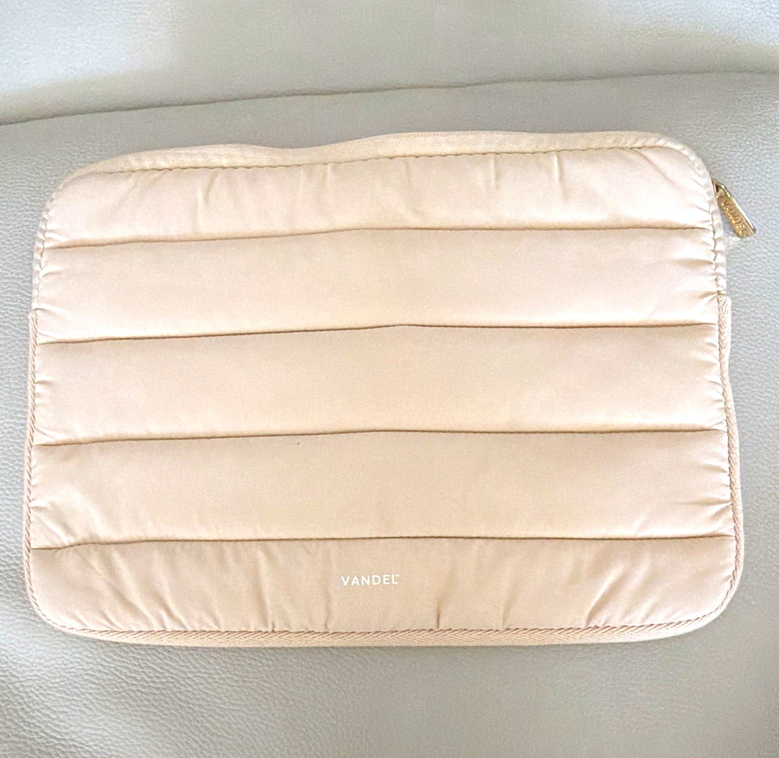 VANDEL 13in Padded Nylon Laptop Sleeve Case Beige Zipper for MacBook Air/Pro