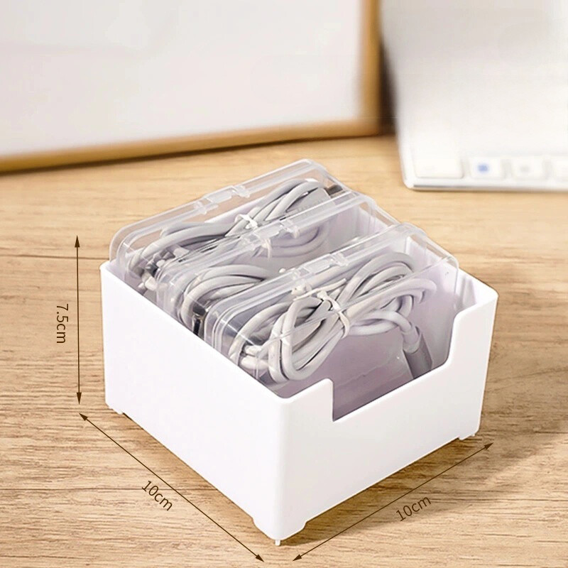 1Set Data Cable Storage Box Cable Organizer Jewelry Card Desk Storage Box.