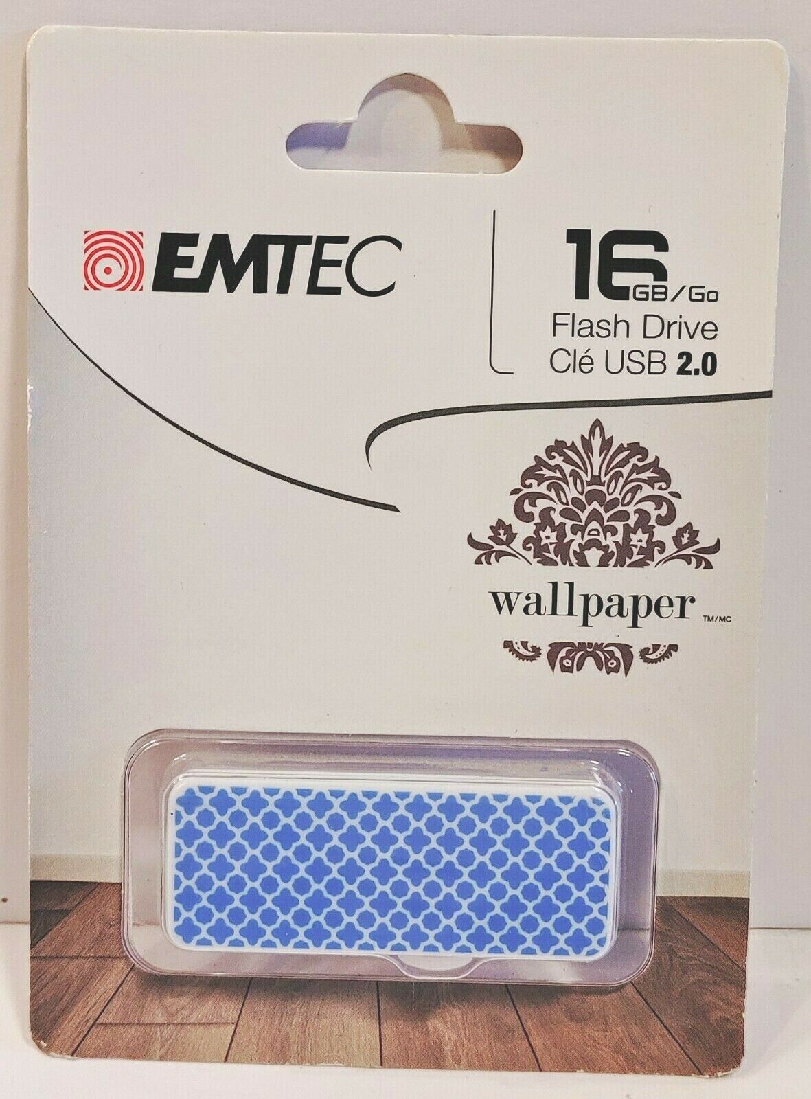Emtec - 16 GB Flash Drive USB 2.0 Wallpaper Blue & White