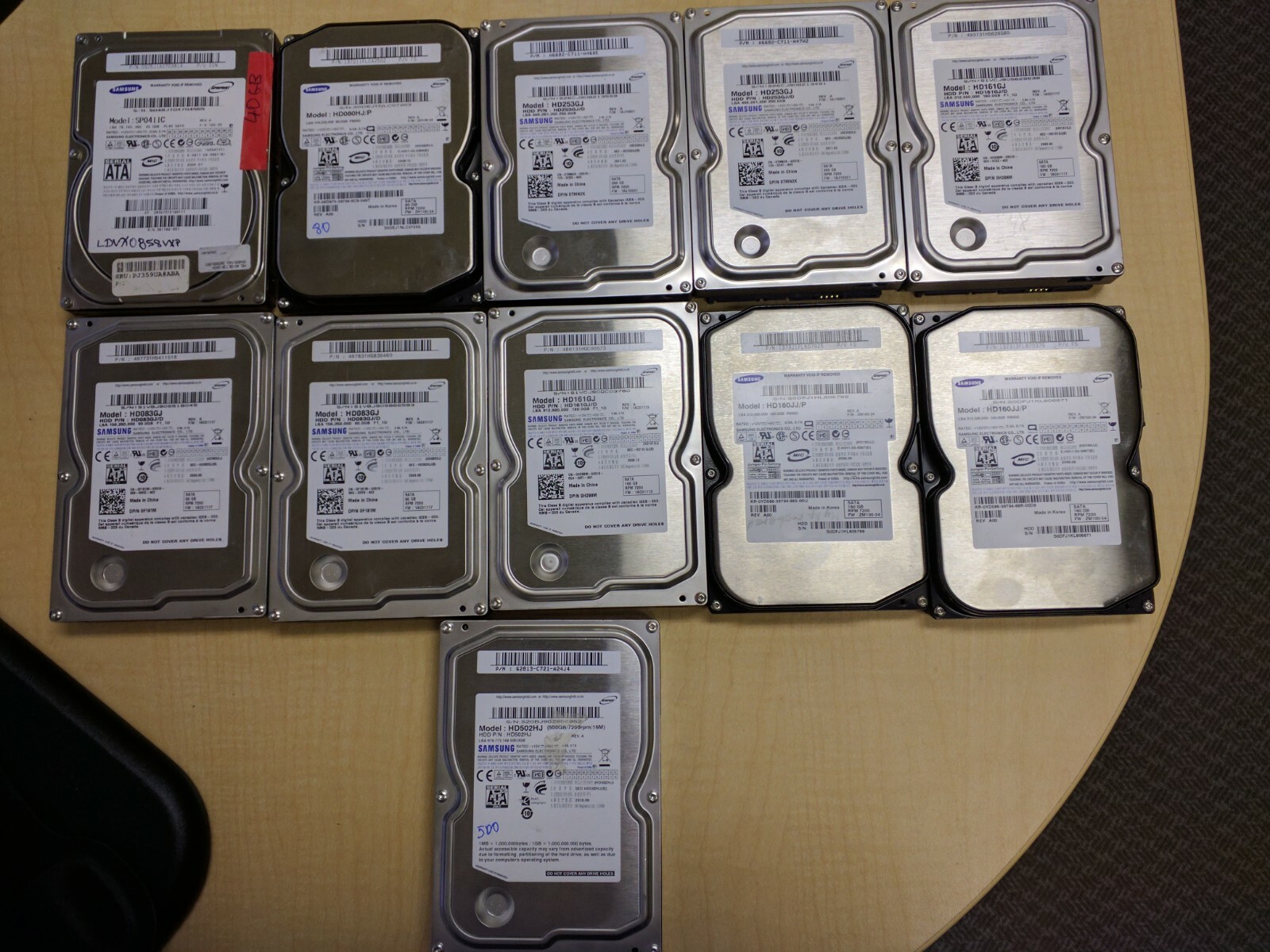 Lot of 11 SAMSUNG 40GB/80GB/160GB/250GB/500GB SATA  