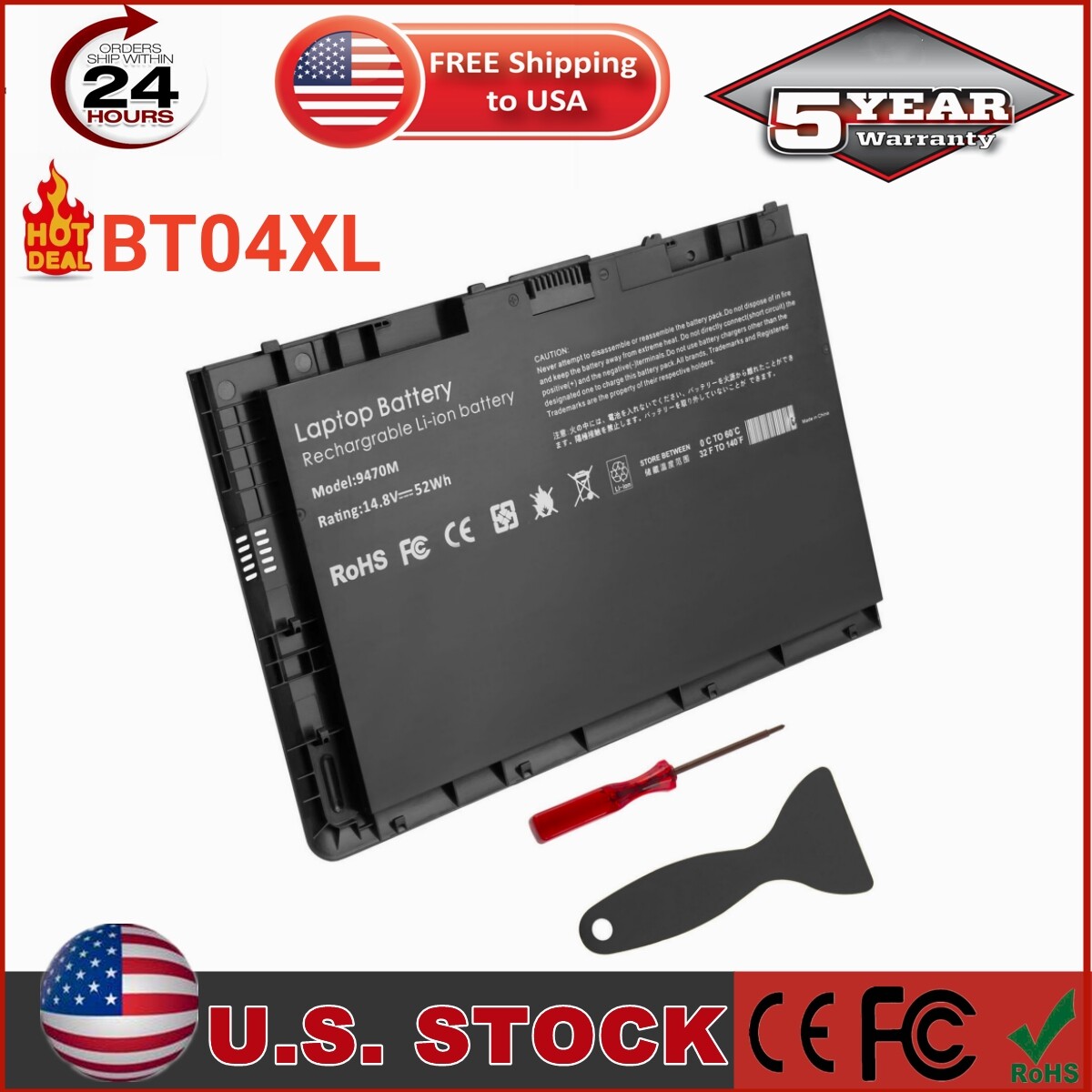 BT04XL For HP EliteBook Folio 9470m 9480m Notebook Battery 687945-001 682962-001